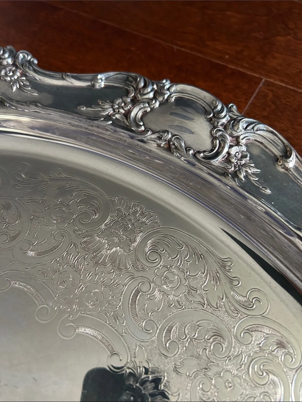 Large Vintage Towle Ornate Silver Plate Oval Serving Plater, Castlecore